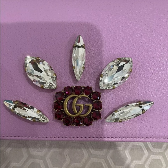 GG Marmont Jewel Bag in Pink Leather With Brushed Gold Chain NIB - Picture 9 of 9